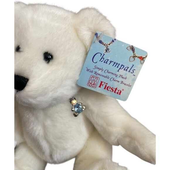 Fiesta Charmpals White Teddy Bear 7.5” Plush Alaska Embroidered - Picture 2 of 6